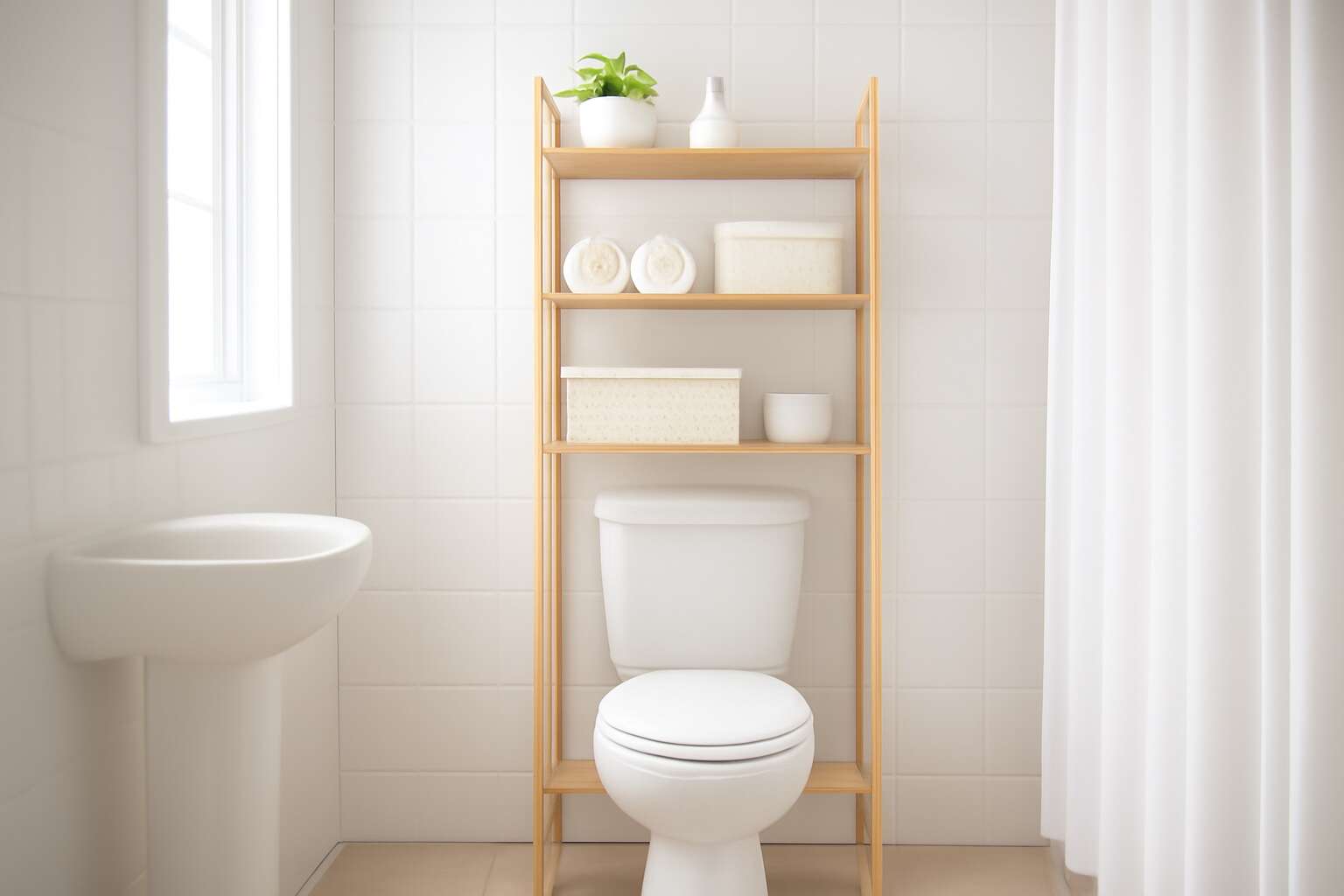shelving units over toilet