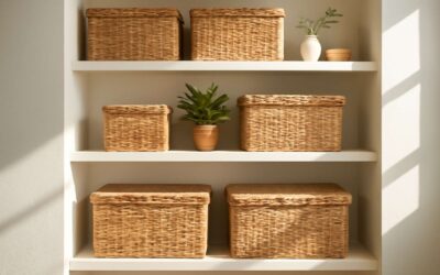 Stylish storage: shelving with baskets for clutter-free, chic spaces.