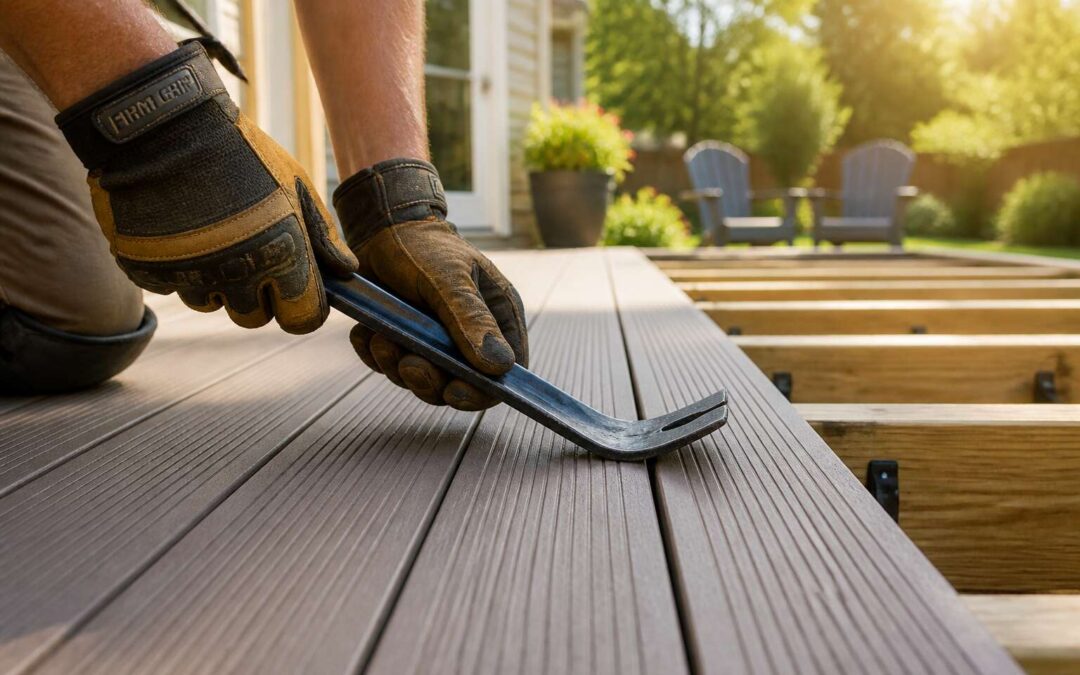 Racking deck boards ensures even spacing and a professional finish.